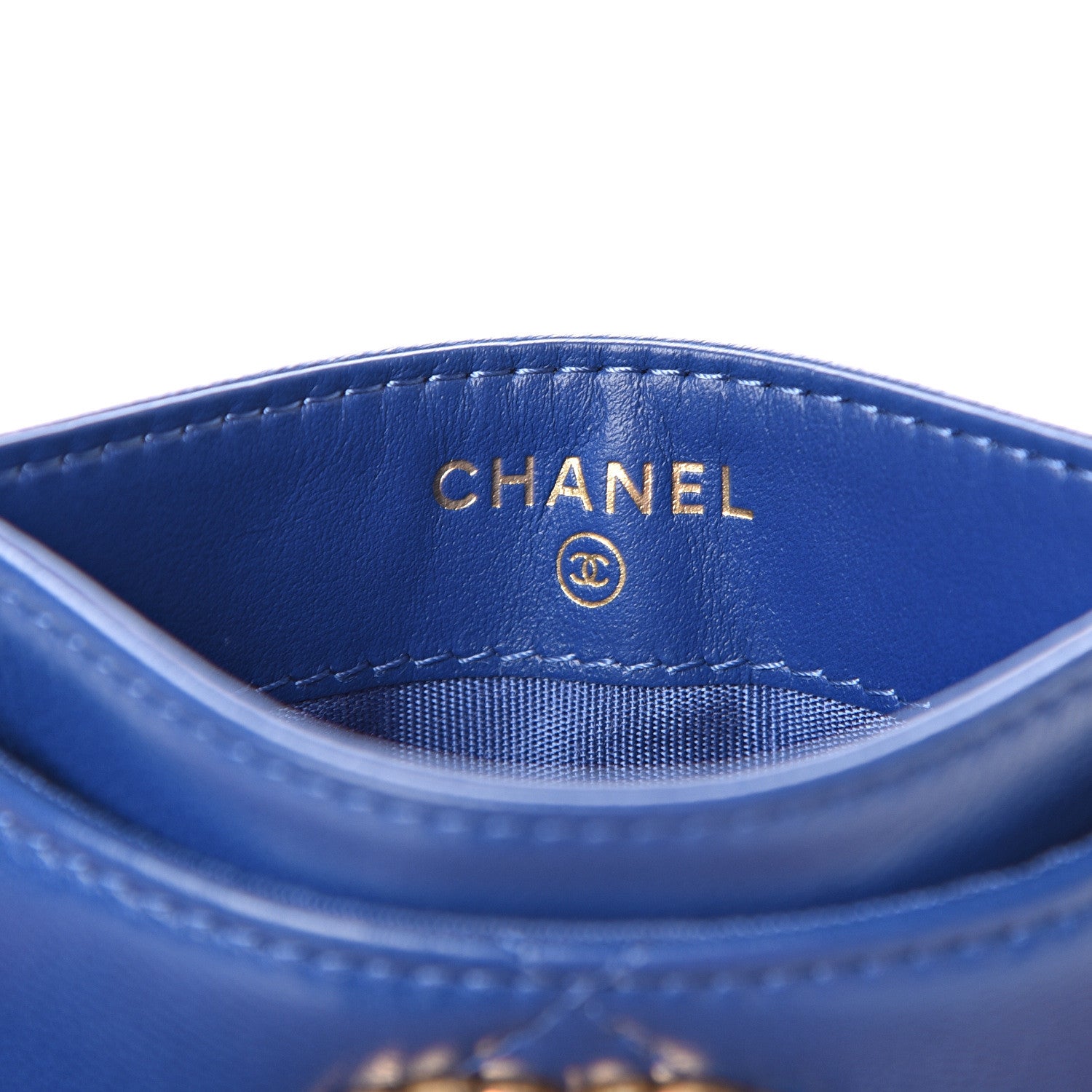 Chanel Shiny Goatskin Quilted Chanel 19 Card Holder Dark Blue 5 of 8