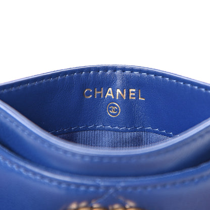 Chanel Shiny Goatskin Quilted Chanel 19 Card Holder Dark Blue 5 of 8