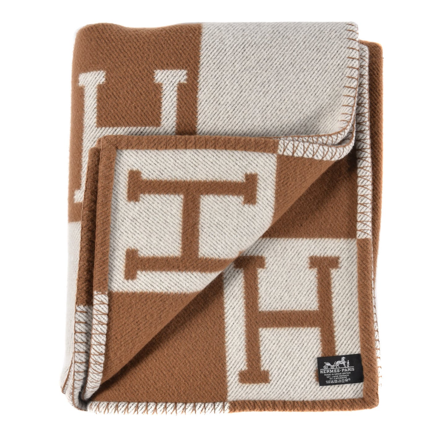 Wool Cashmere Avalon Blanket Ecru Camel