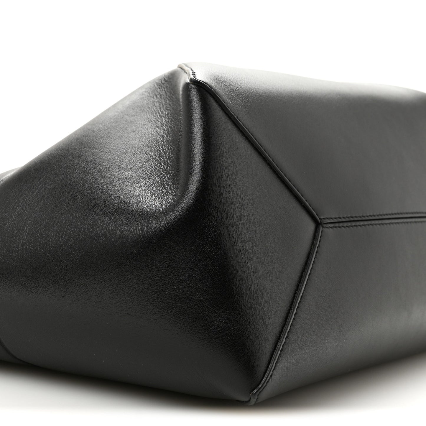 Shiny Calfskin Large  Puzzle Fold Tote Warm Desert Black
