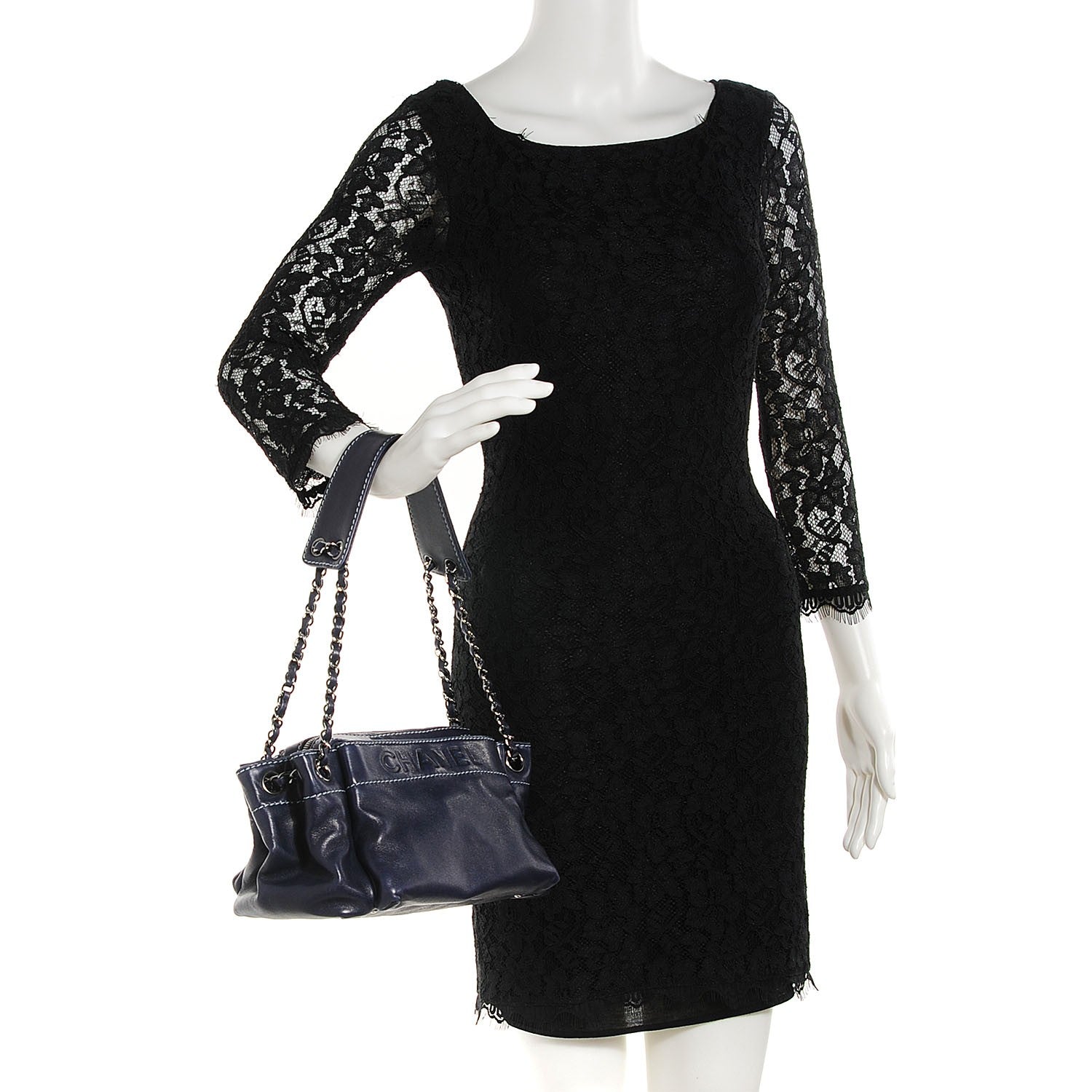 Chanel Lambskin Lax Accordion Hobo Dark Blue 2 of 7