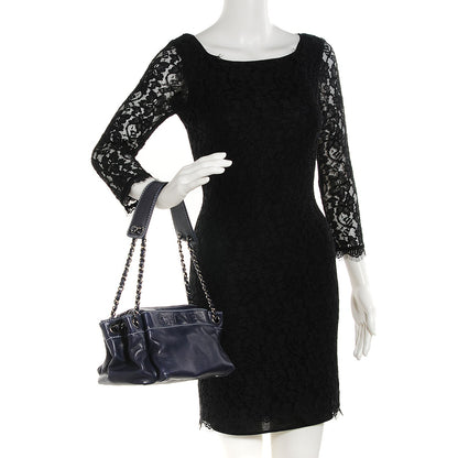 Chanel Lambskin Lax Accordion Hobo Dark Blue 2 of 7