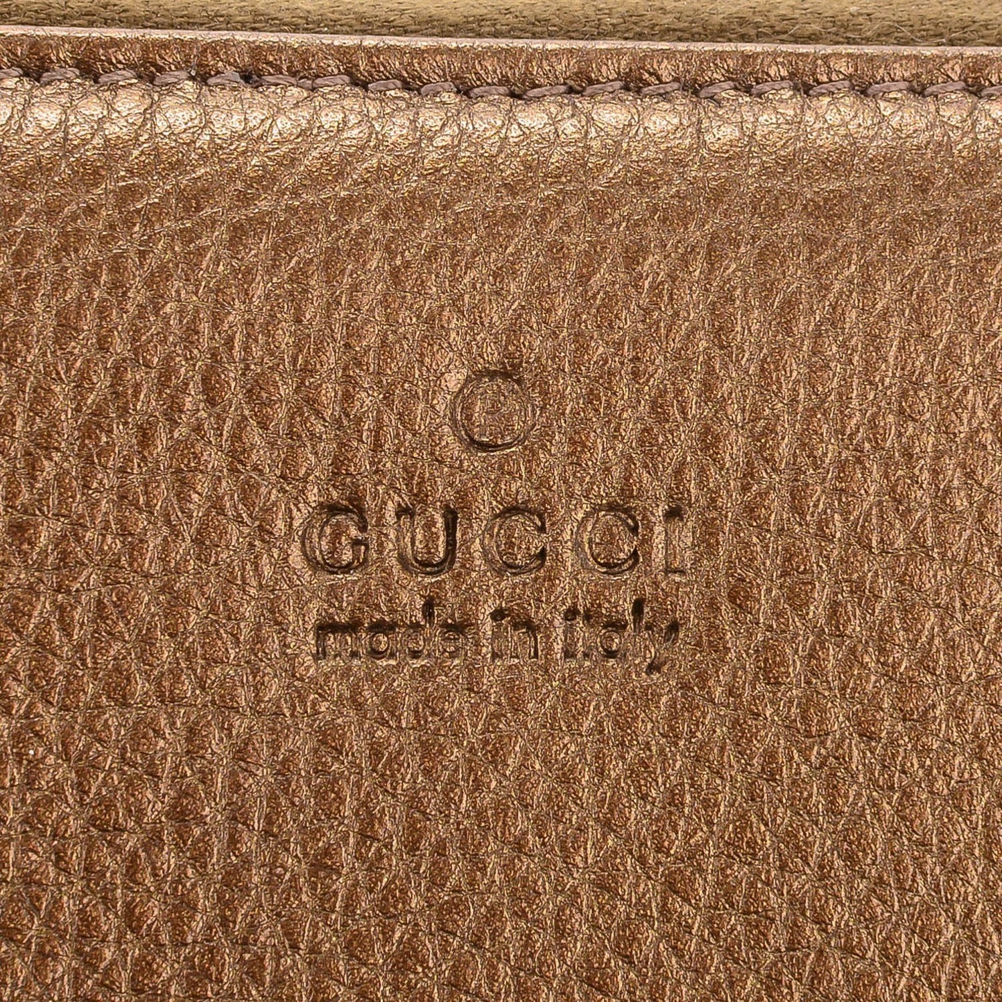 Metallic Calfskin Bamboo Tassel Zip Around Wallet Bronze