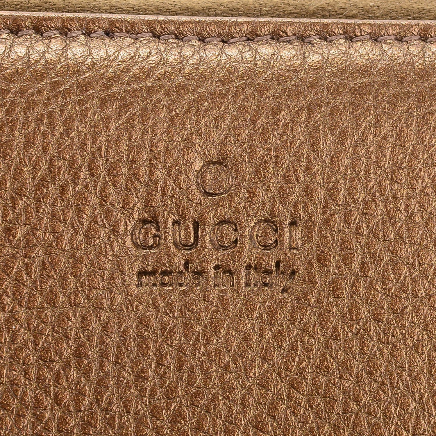 Gucci Metallic Calfskin Bamboo Tassel Zip Around Wallet Bronze 7 of 7