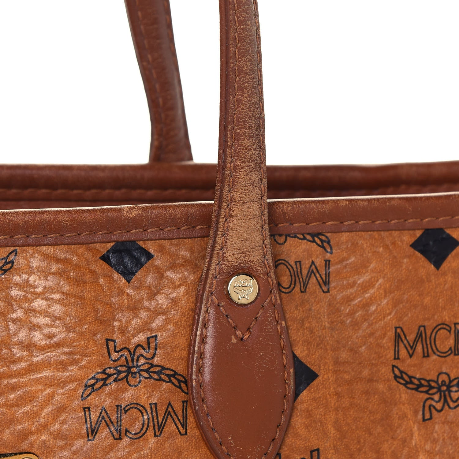 MCM Visetos Dog Bone Shopper Tote Cognac 10 of 21