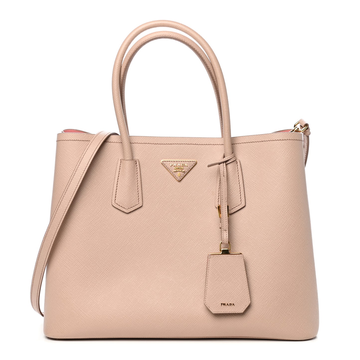 Saffiano Cuir Medium Double Bag Cammeo Rosa