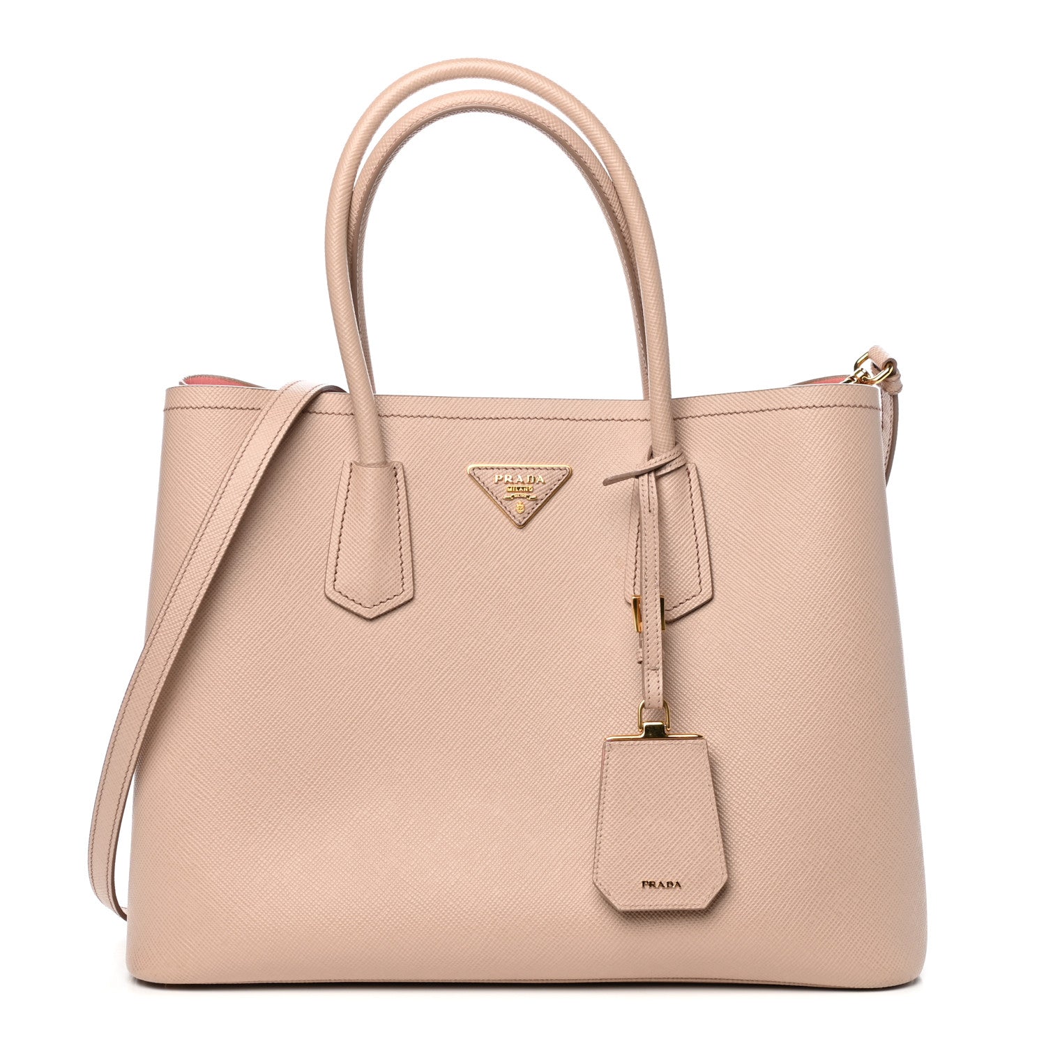 Prada Saffiano Cuir Medium Double Bag Cammeo Rosa 1 of 12