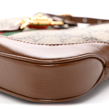 Gucci GG Supreme Monogram Azalea Calfskin Web Mini Jackie 1961 Hobo Beige Ebony Brown Sugar 10 of 10
