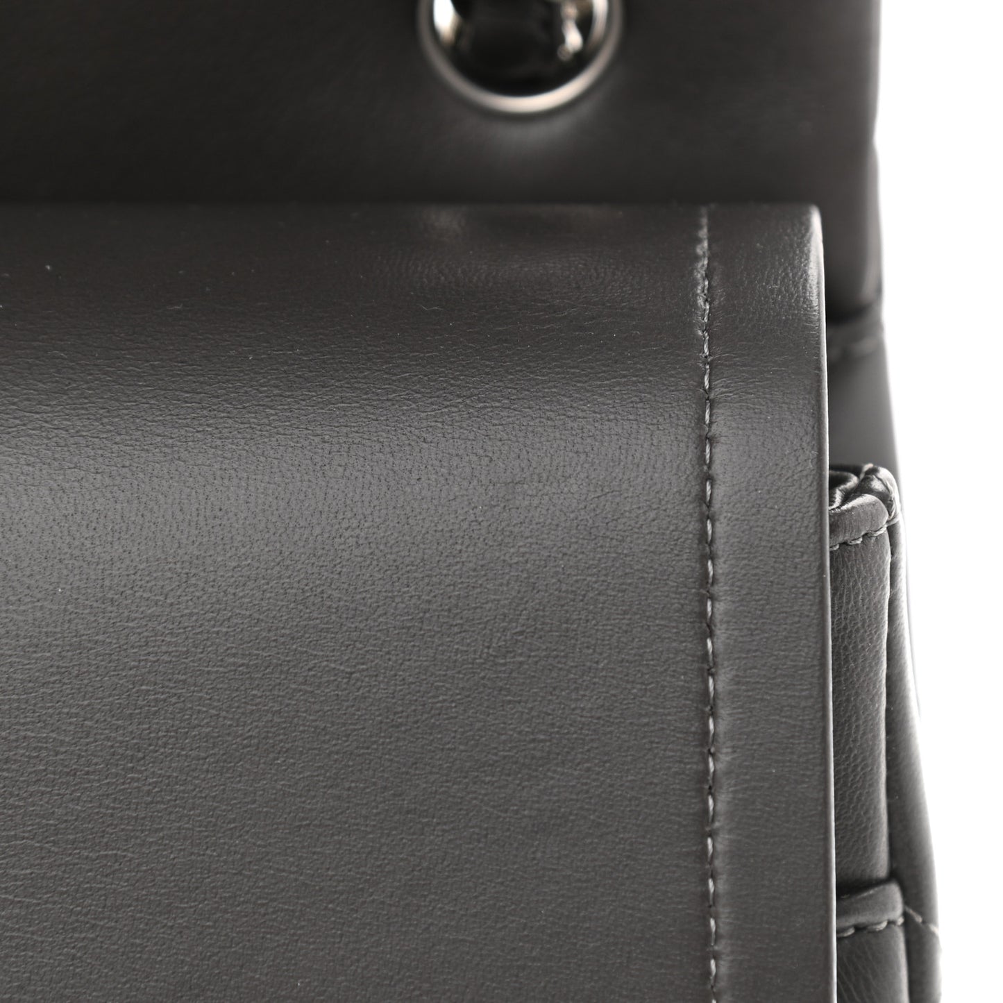 Lambskin Quilted Jumbo Double Flap Dark Grey