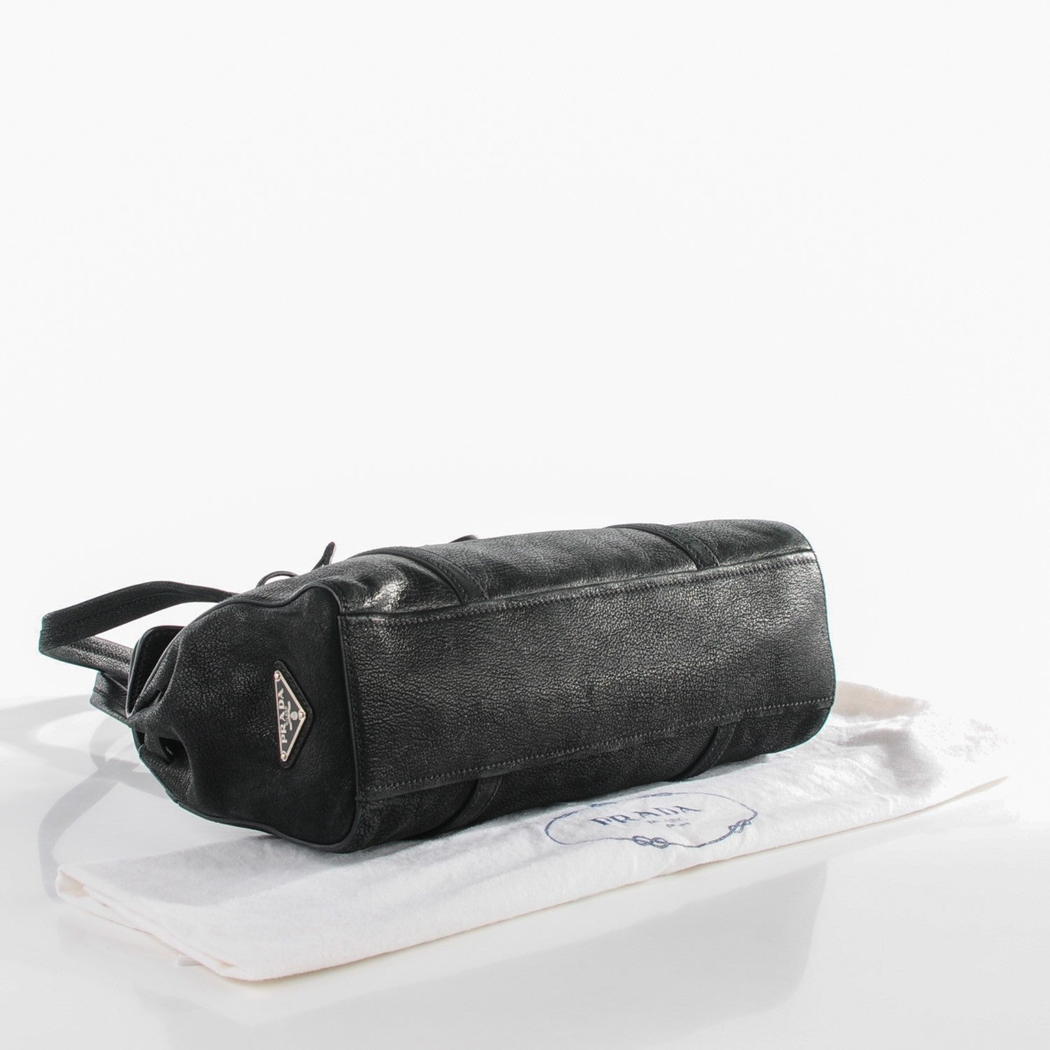 Prada Cervo Antik Easy A Foldover Pushlock Satchel Nero Black 5 of 10