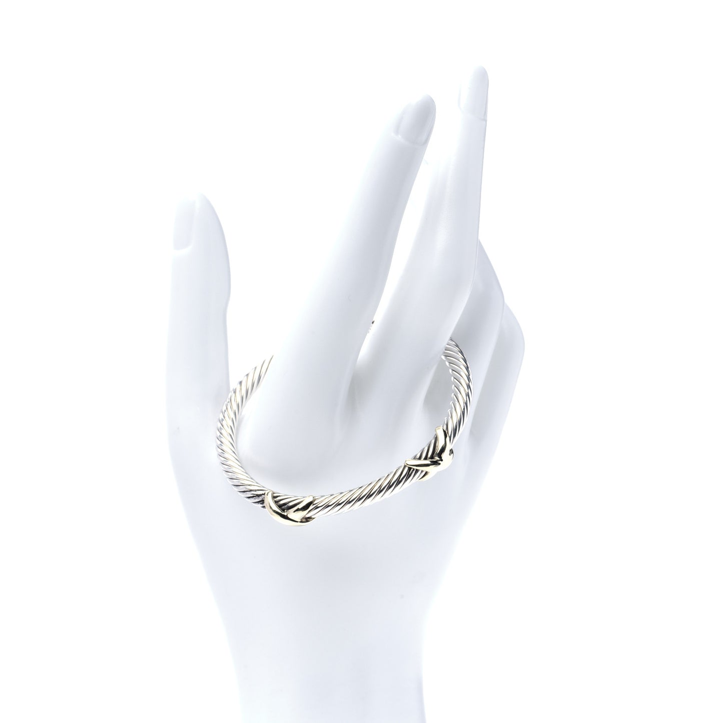 Sterling Silver 14K Yellow Gold 5mm Double X Cable Bracelet