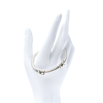 David Yurman Sterling Silver 14K Yellow Gold 5mm Double X Cable Bracelet 2 of 5