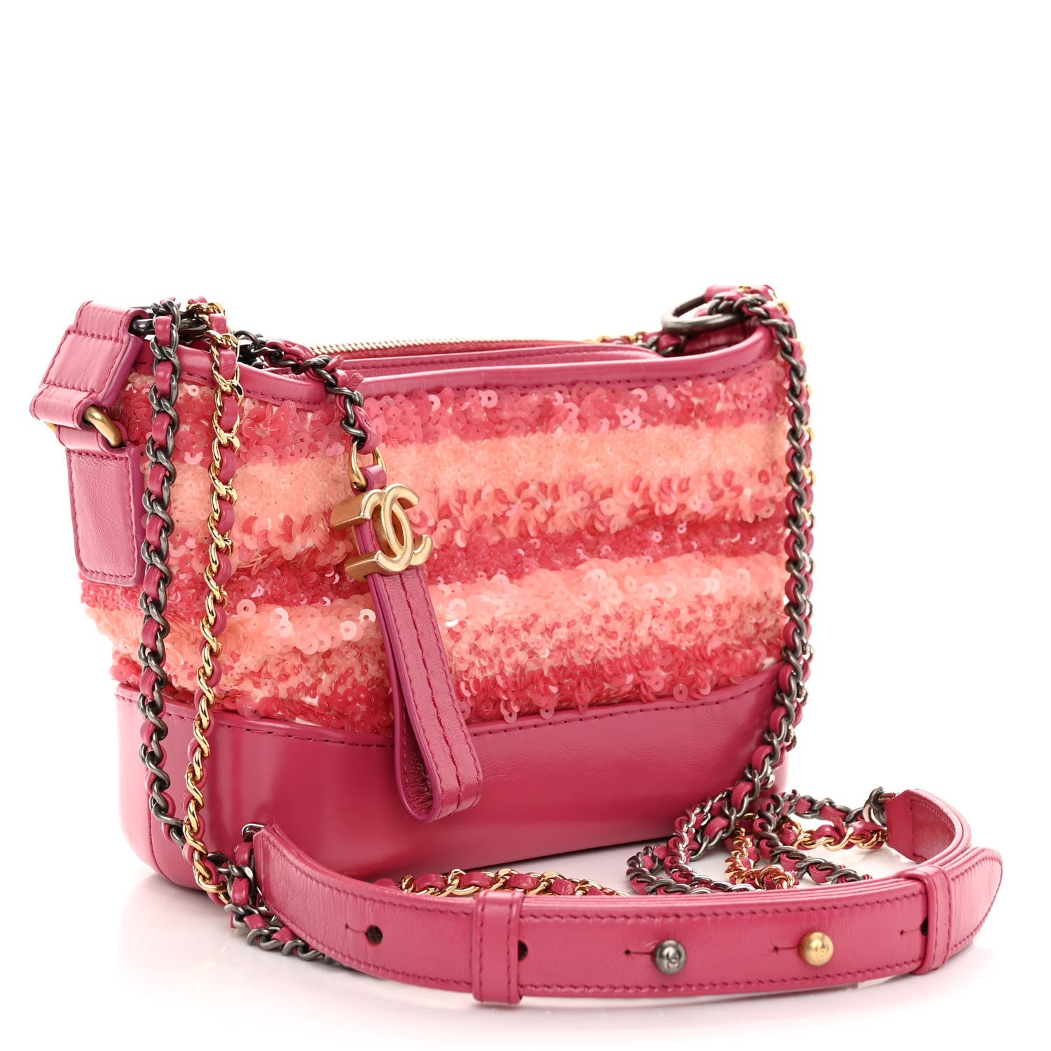 Chanel Sequin Calfskin Small Gabrielle Hobo Pink 3 of 9