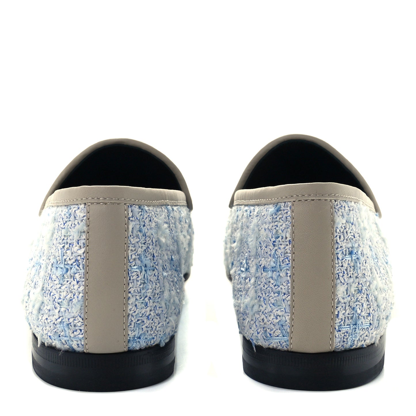 Wool Tweed Horsebit Womens Jordaan Loafers 9 Light Blue White Mystic White