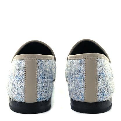 Gucci Wool Tweed Horsebit Womens Jordaan Loafers 9 Light Blue White Mystic White 5 of 10
