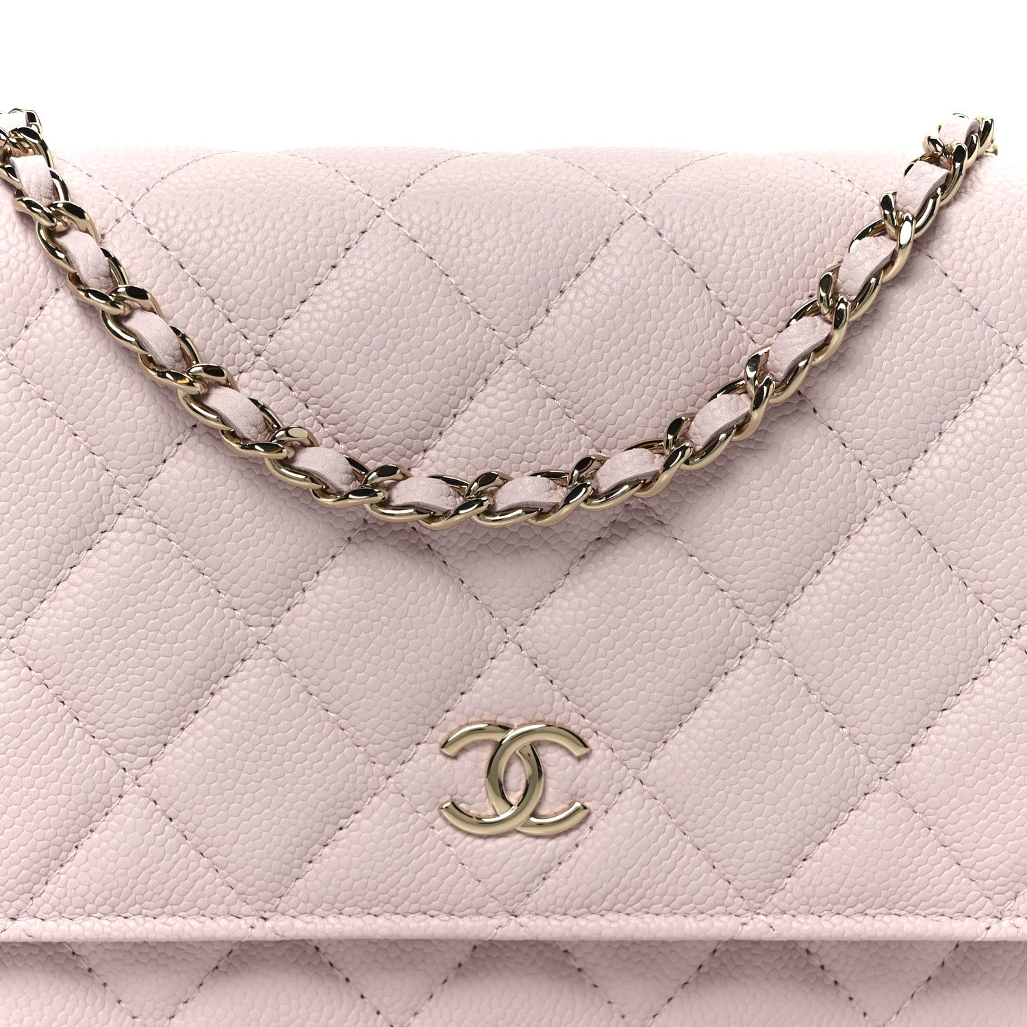 Chanel Caviar Quilted Tiny CC Wallet On Chain WOC Light Pink 9 of 12