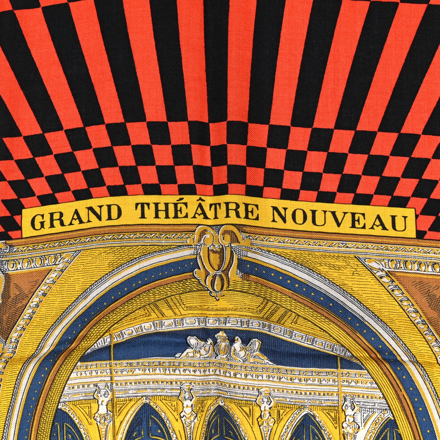Hermes Cashmere Silk Grand Theatre Nouveau Shawl 140 Naturel Gold Multicolor 6 of 7