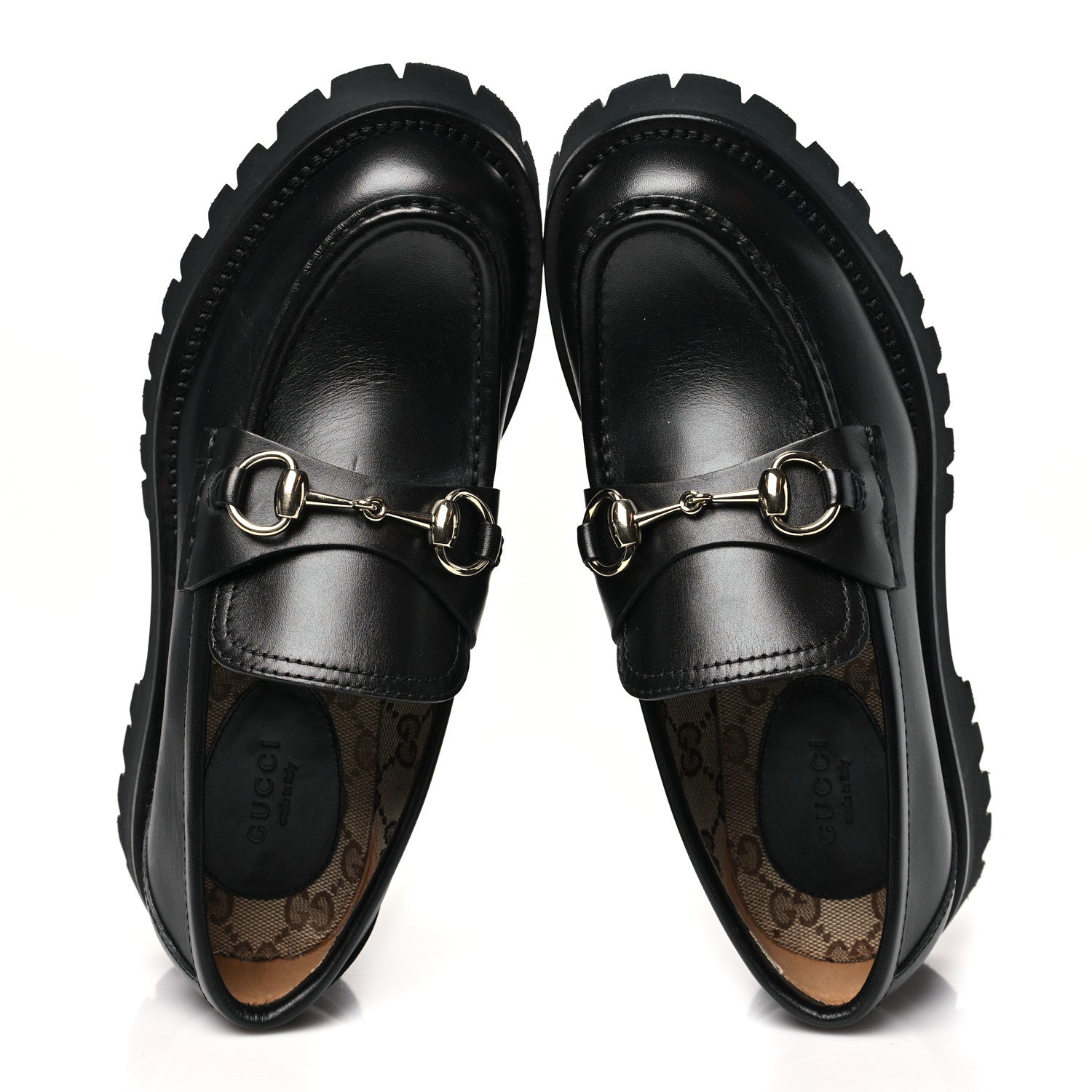 Gucci Betis Glamour Calfskin Womens Horsebit Loafers 37 Black 2 of 11