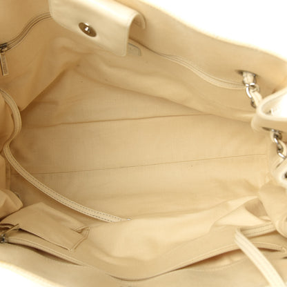 Chanel Canvas Chevron CC Shopping Tote White 5 of 11