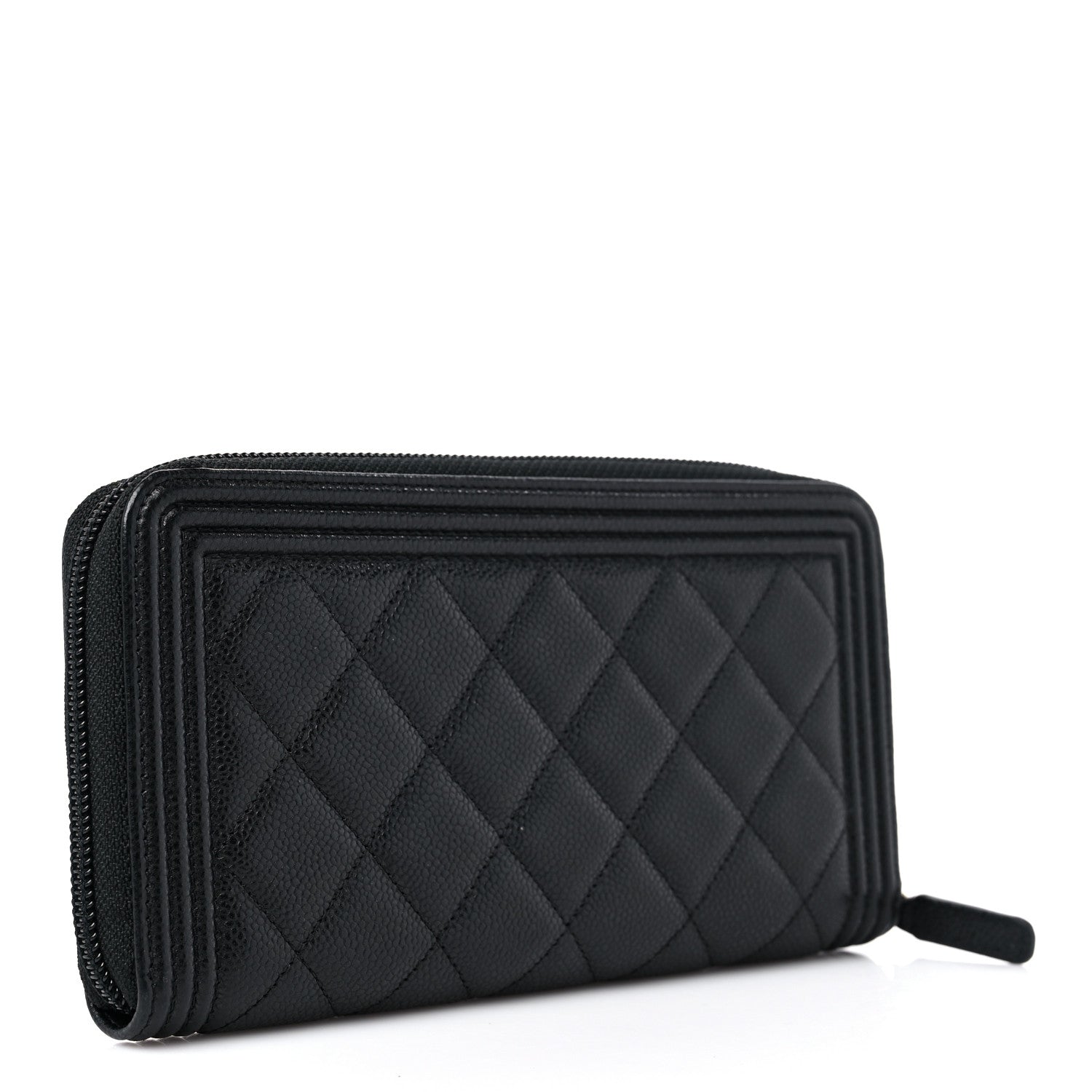 Chanel Caviar Quilted Boy Long Zip Around Wallet Black 3 of 11