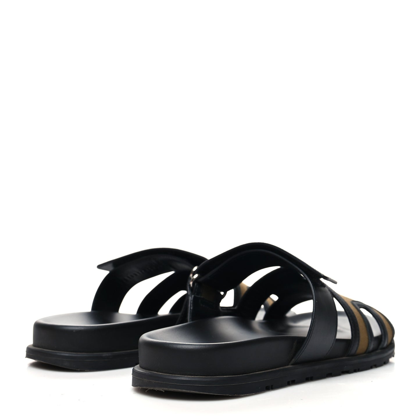 Canvas Calfskin Mens Chypre Sandals 42 Kaki Black