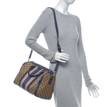 Gucci Monogram Vintage Web Medium Boston Blue 2 of 9