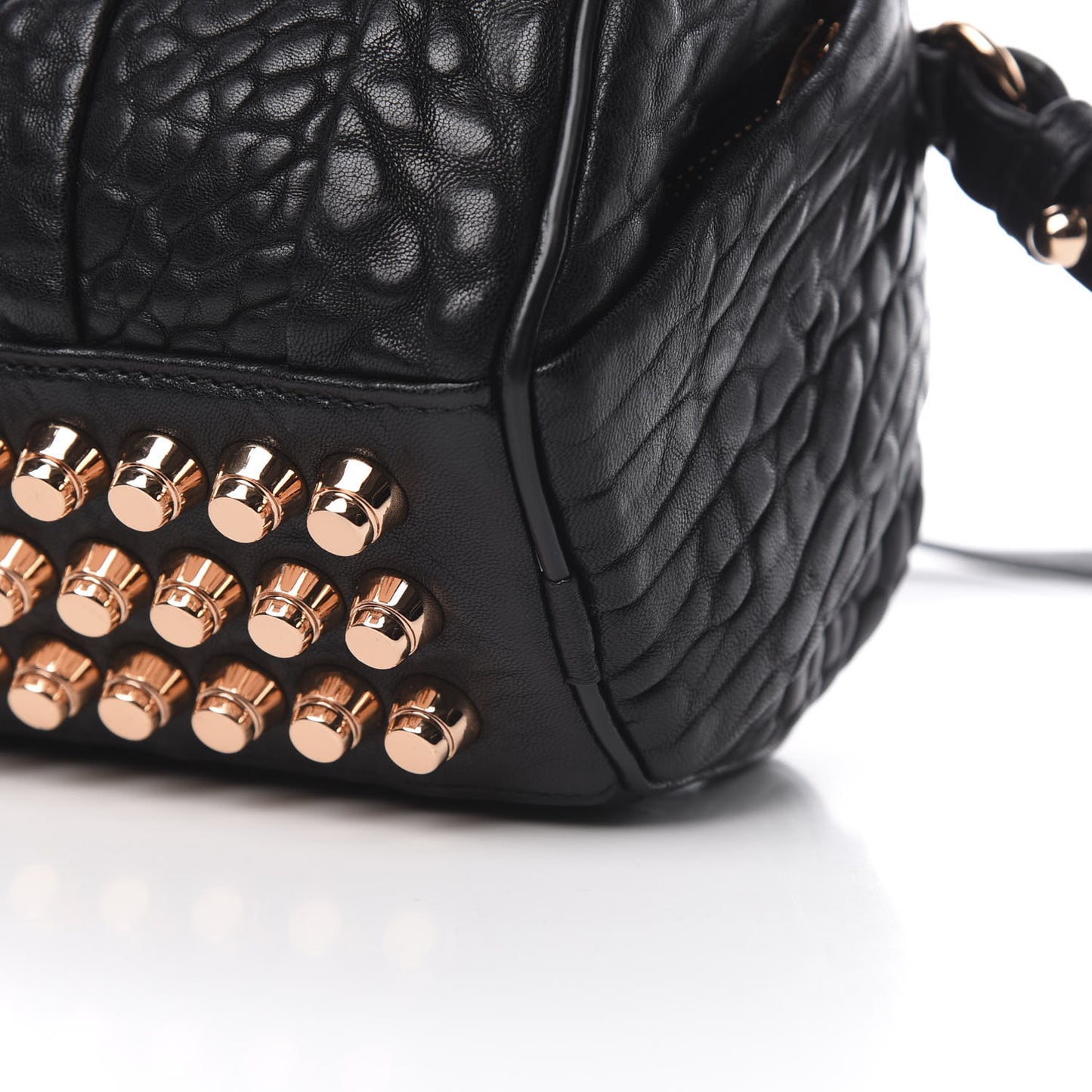 Pebbled Lambskin Mini Rockie Black Rose Gold Hardware
