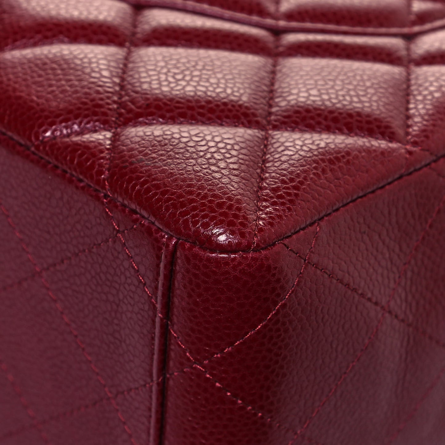 Caviar Quilted Maxi Single Flap Dark Red