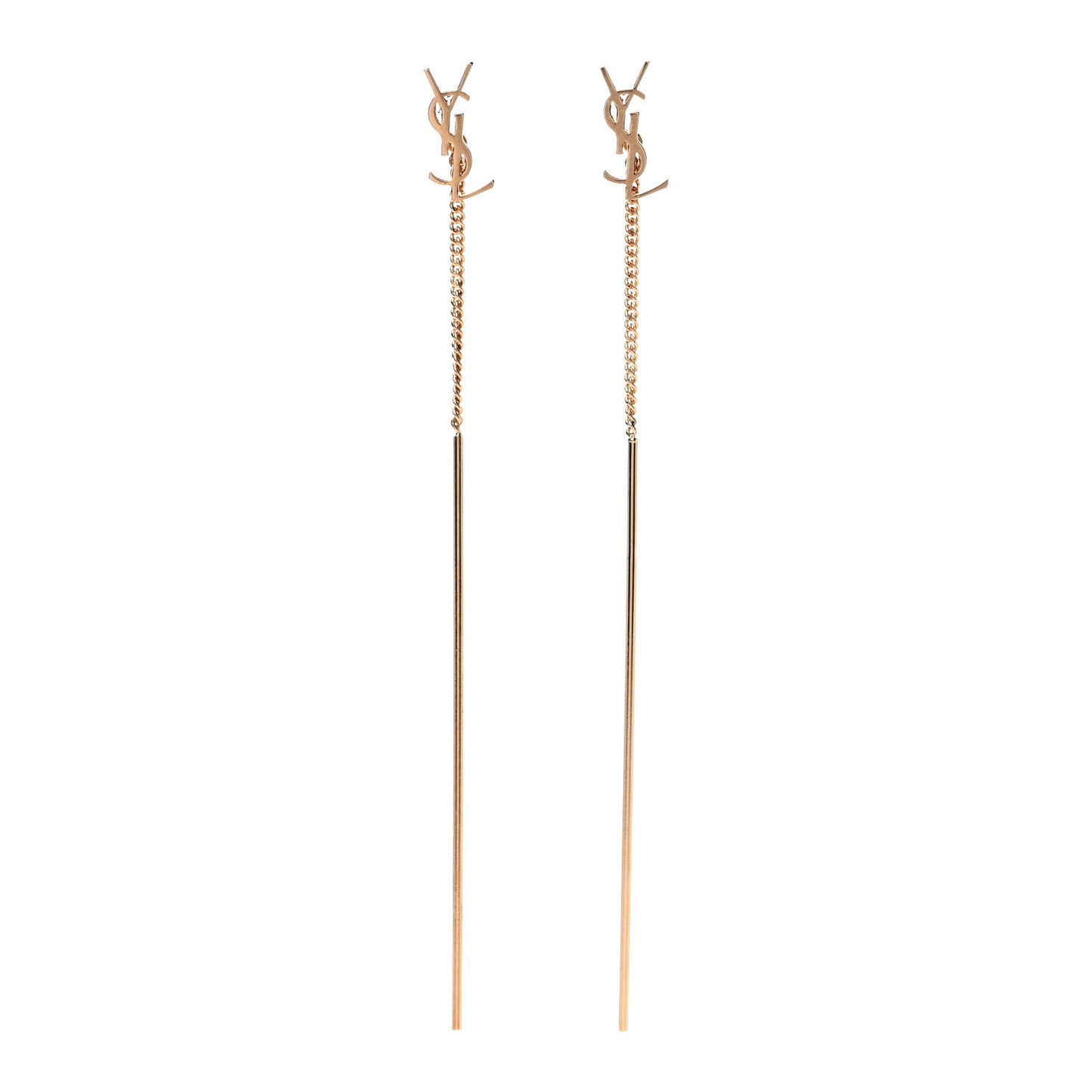 Metal Monogram Pendant Threader Earrings Gold
