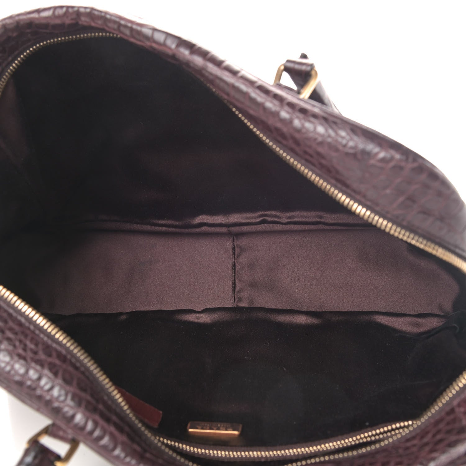 Prada Calfskin Crocodile Embossed Tote Purple 4 of 6