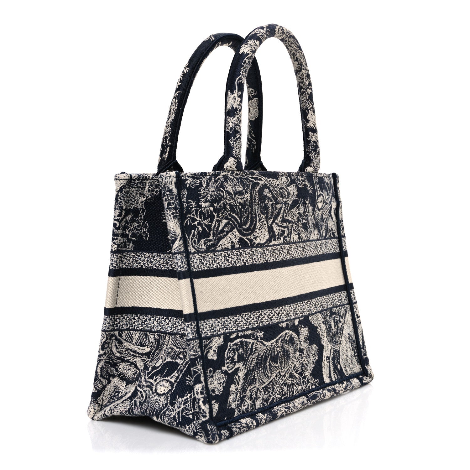 Christian Dior Canvas Embroidered Small Dioriviera Toile De Jouy Book Tote Blue 2 of 9