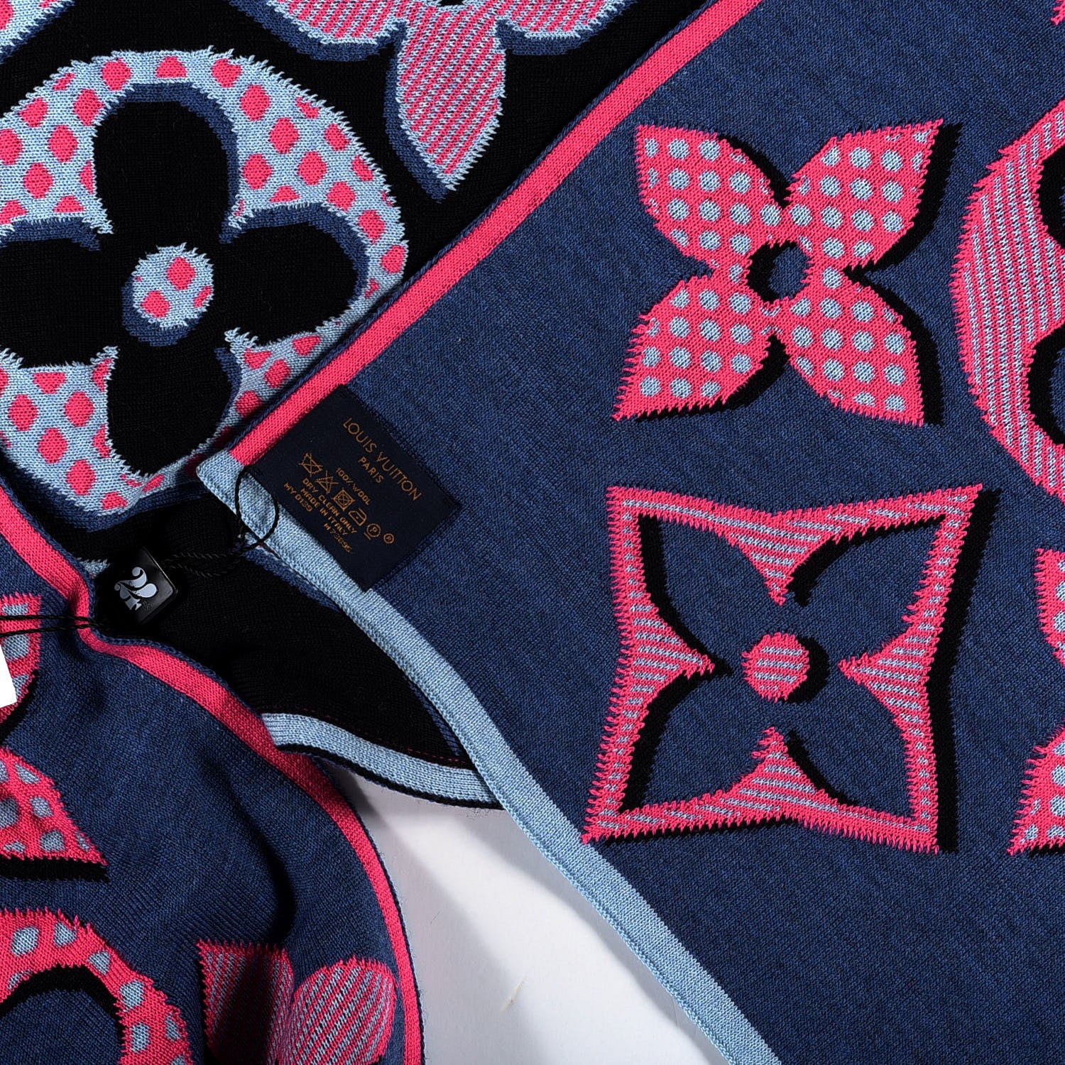 Louis Vuitton Wool Giant Pop Monogram Scarf Black Multicolor 3 of 3