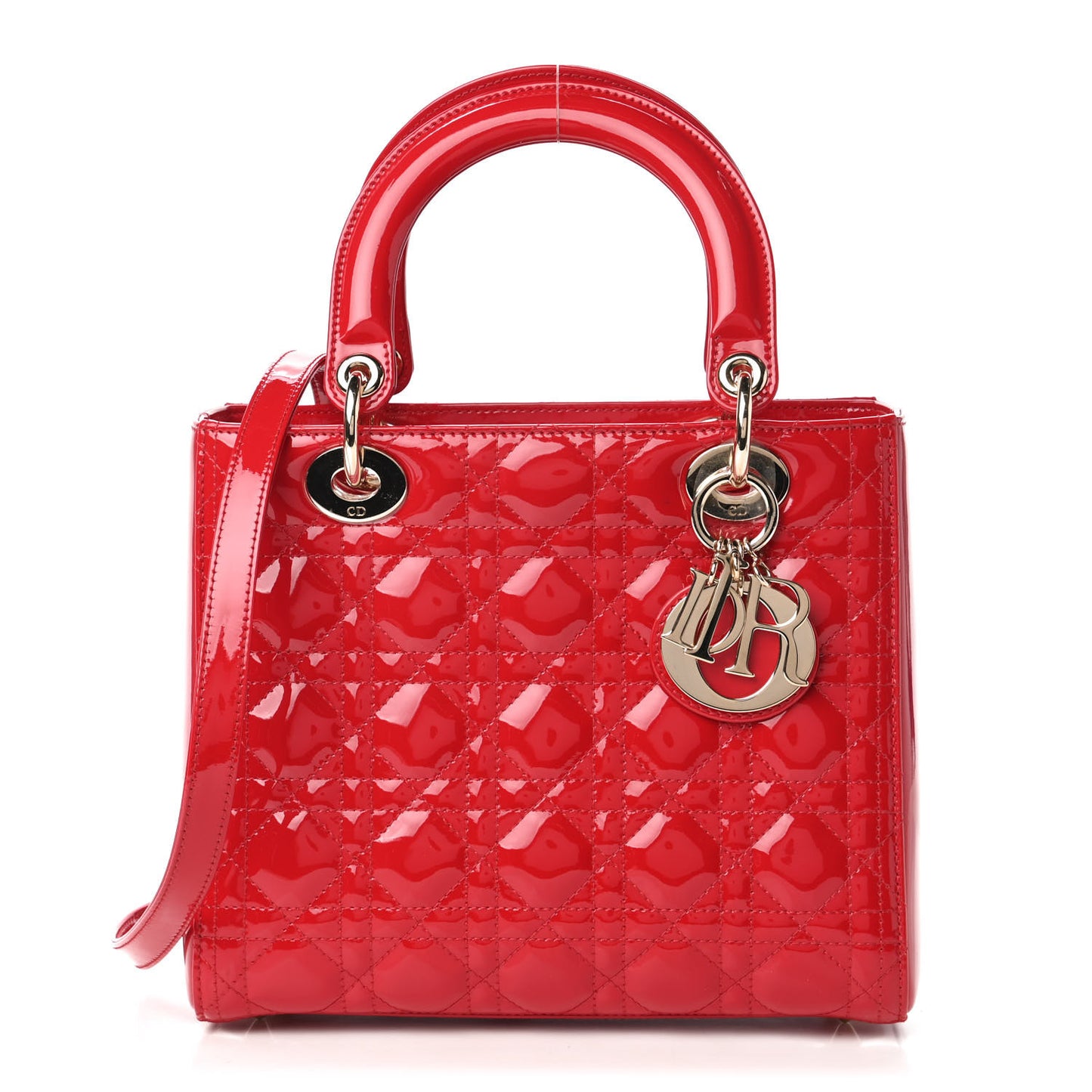 Patent Cannage Medium Lady Dior Red