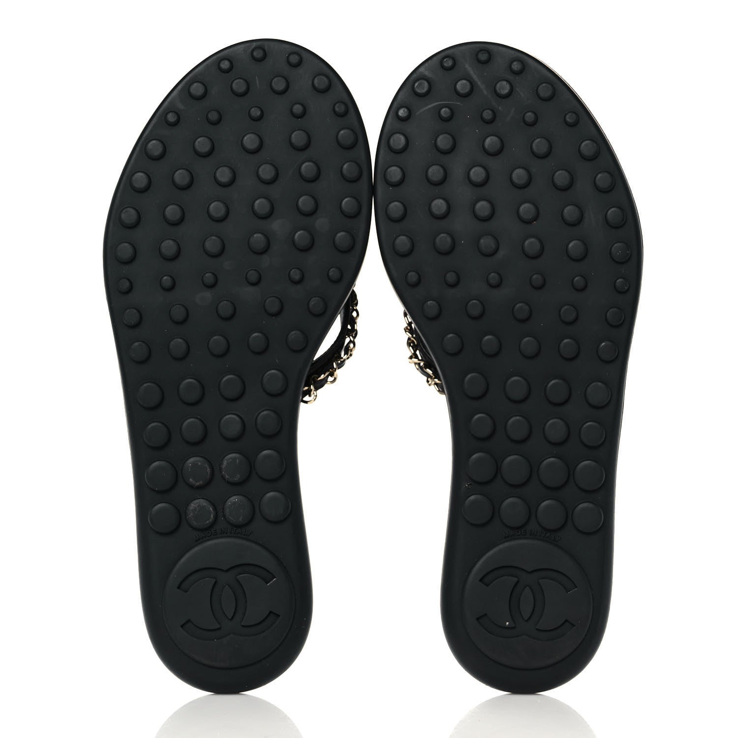 Chanel Lambskin CC Chain Thong Sandals 37 Black 5 of 8