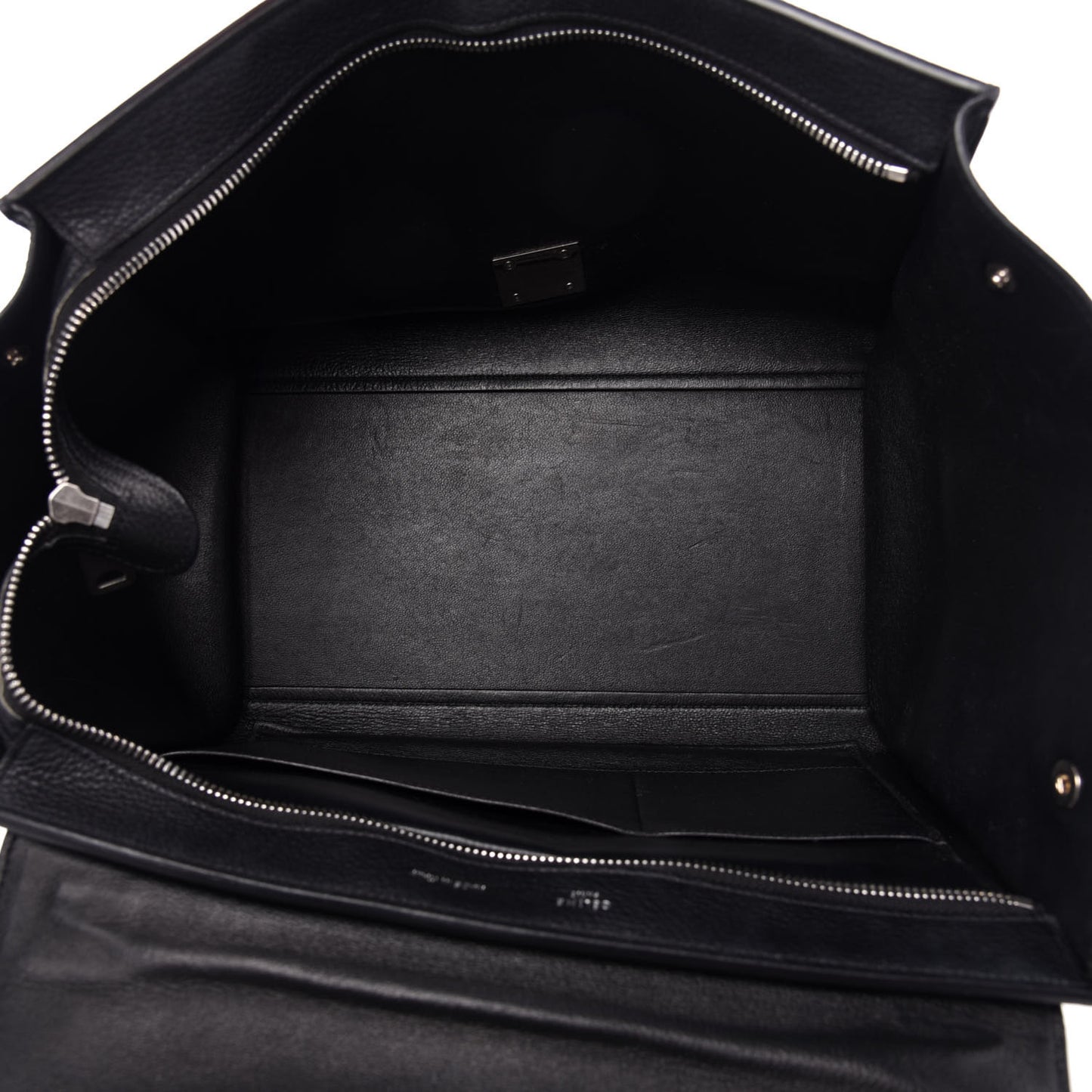 Drummed Calfskin Suede Medium Trapeze Black