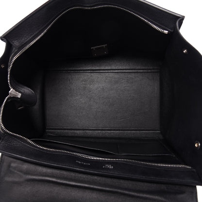 Celine Drummed Calfskin Suede Medium Trapeze Black 5 of 9