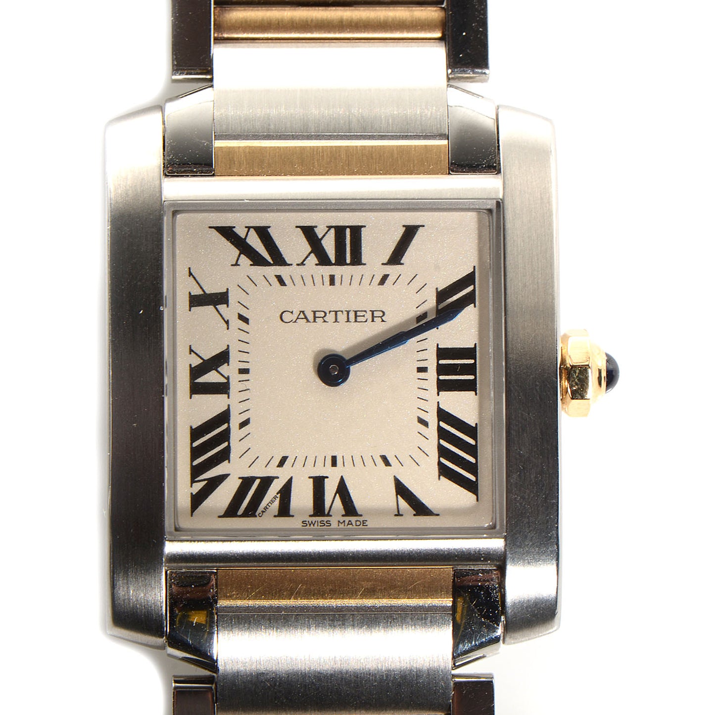 Stainless Steel 18K Yellow Gold 25mm Tank Francaise Quartz Watch
