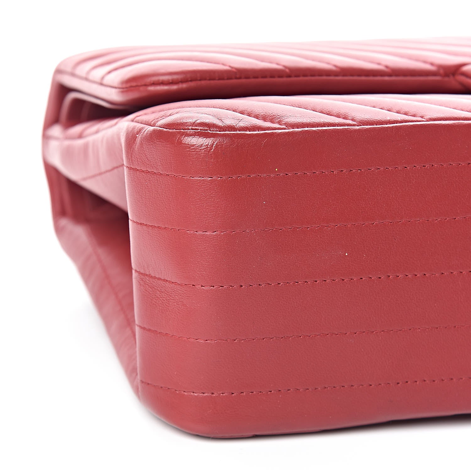 Chanel Lambskin Chevron Quilted Jumbo Double Flap Dark Red 8 of 18