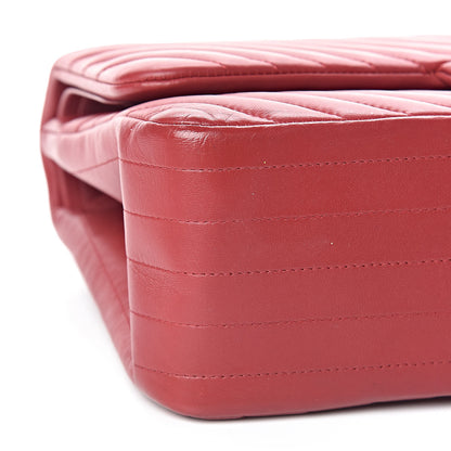 Chanel Lambskin Chevron Quilted Jumbo Double Flap Dark Red 8 of 18