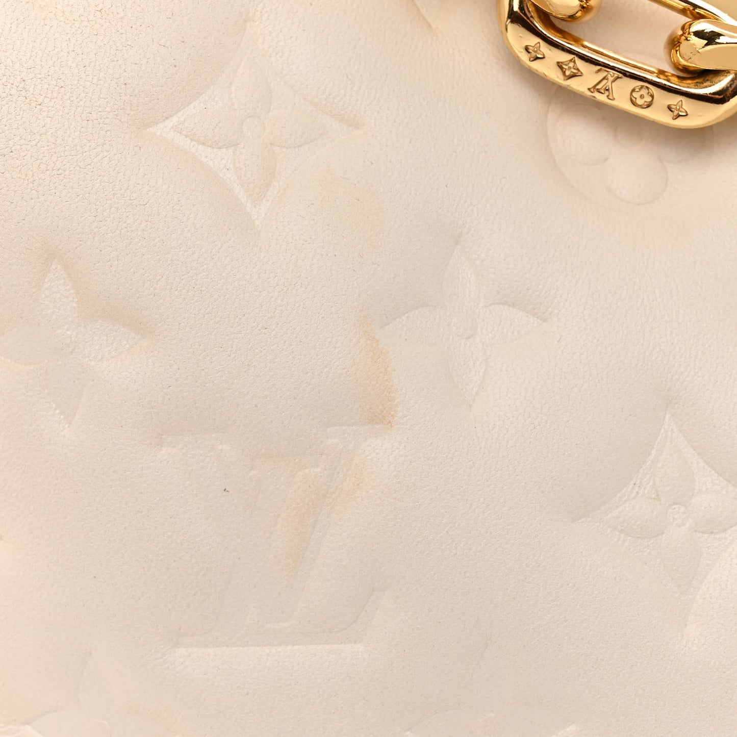 Lambskin Embossed Monogram Coussin PM Beige Cream
