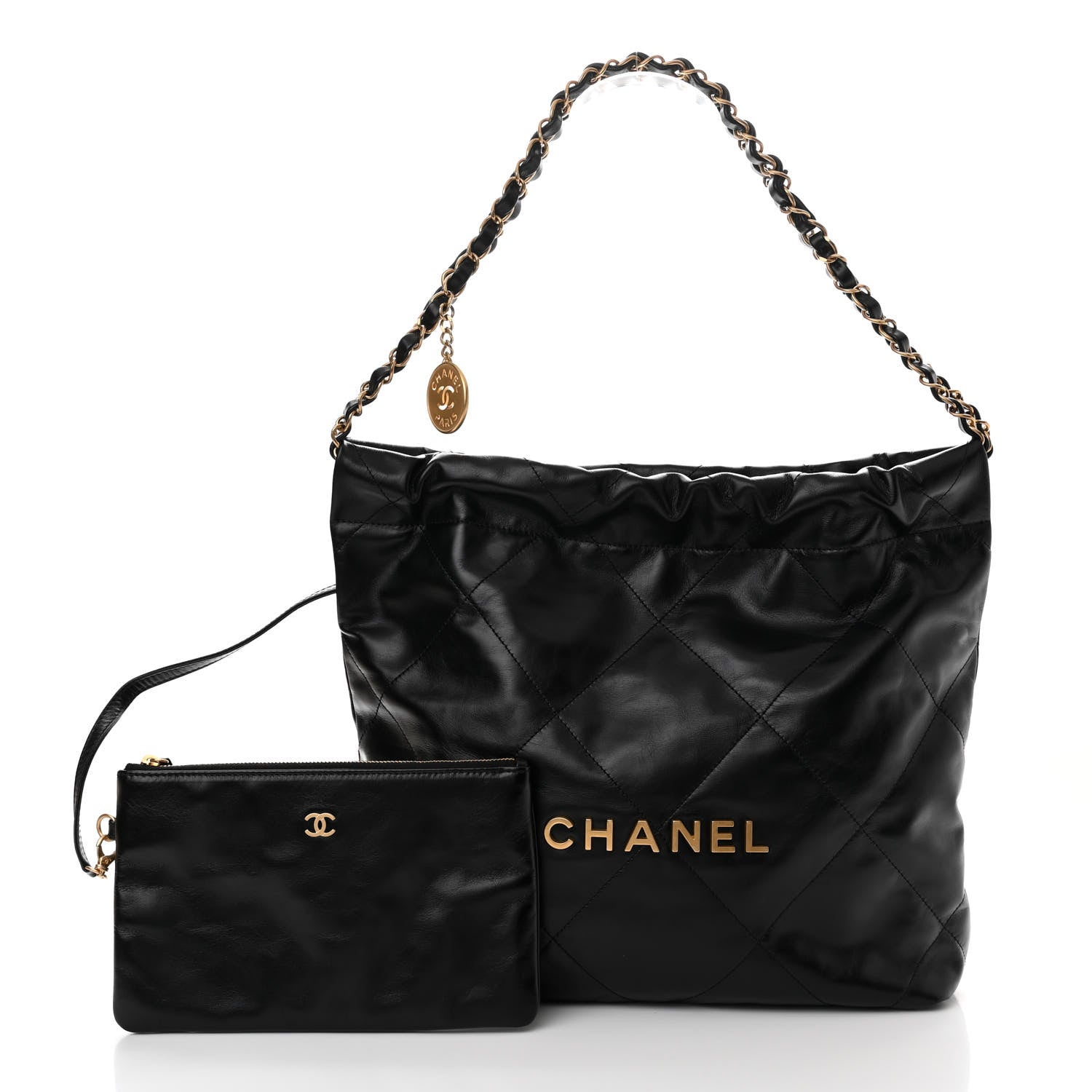 Chanel Shiny Calfskin Quilted Small Chanel 22 Black 3 of 11