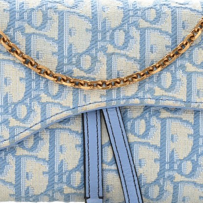 Christian Dior Oblique Saddle Chain Long Wallet Cornflower Blue 8 of 14