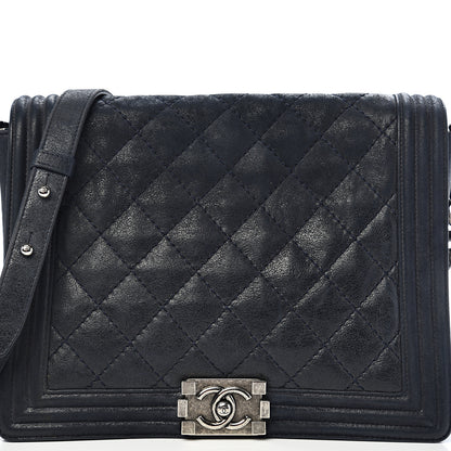 Chanel Goatskin Quilted Medium Gentle Boy Flap Navy Blue 10 of 10