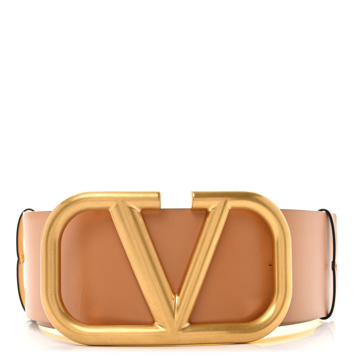 Glossy Calfskin VLogo Reversible 70mm Belt 80 32 Saddle Brown Yellow