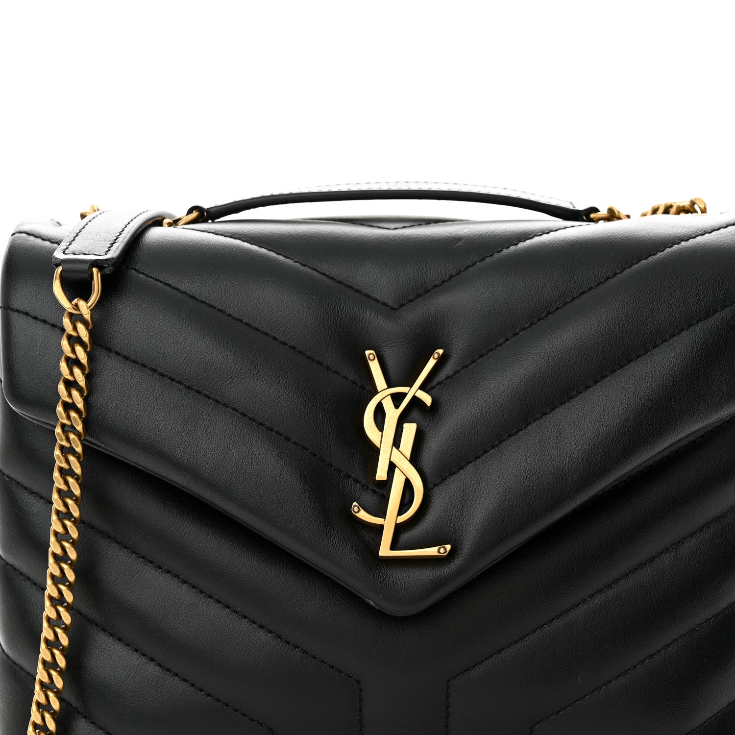 Saint Laurent Calfskin Y Quilted Monogram Small Loulou Chain Satchel Black 8 of 12