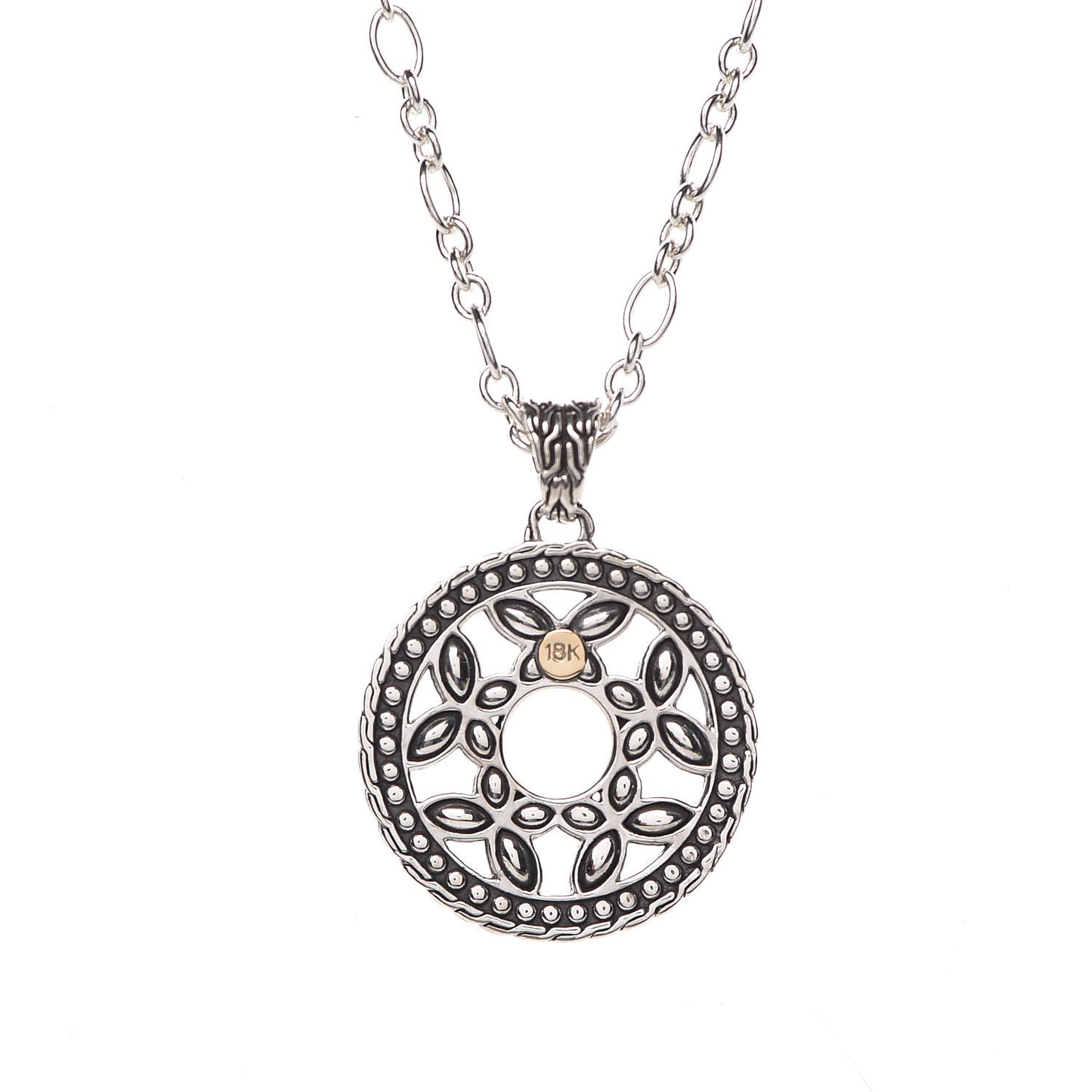 Sterling Silver 18K Yellow Gold Kawung Pendant Necklace