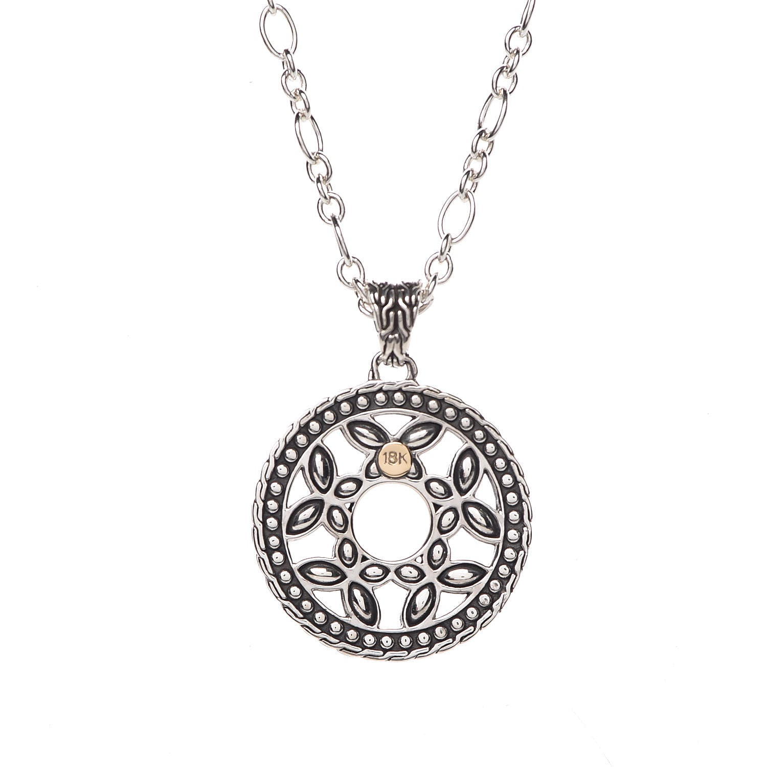 John Hardy Sterling Silver 18K Yellow Gold Kawung Pendant Necklace 4 of 5