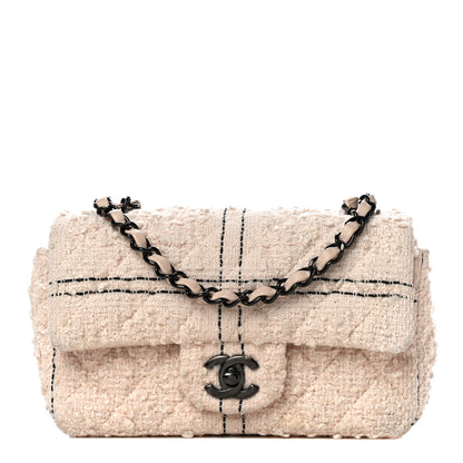 Chanel Tweed Quilted Mini Rectangular Flap Light Pink Black 1 of 12