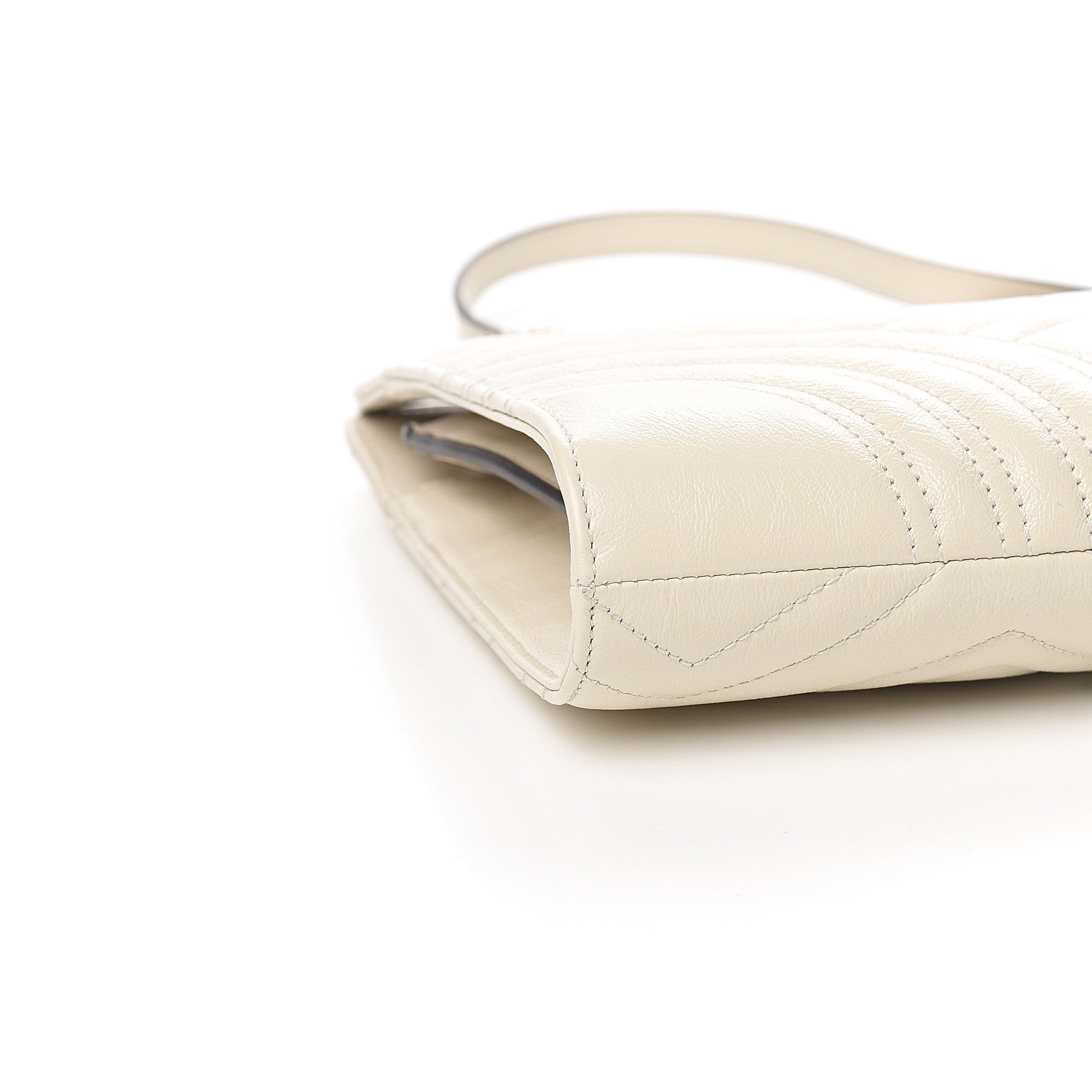 Gucci Azalea Calfskin Matelasse Heart Medium GG Marmont Slim Shoulder Bag Mystic White 7 of 9