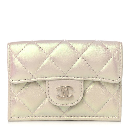 Chanel Iridescent Lambskin Quilted Double Flap Wallet Ivory 1 of 13